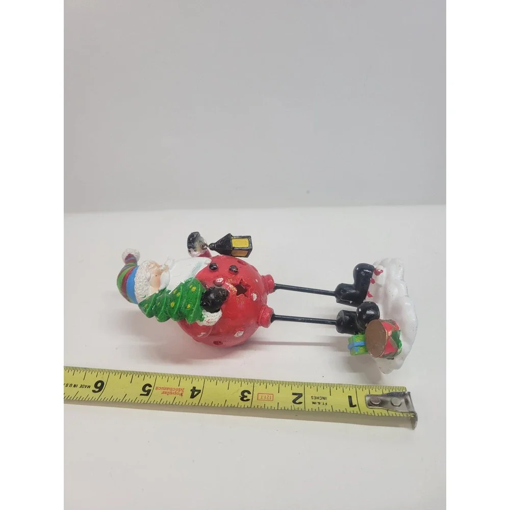 Charming Santa Claus Figurine with Lantern and Christmas‎ Tree Whimsical Decor